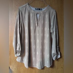 Stylish Beige Patterned Blouse